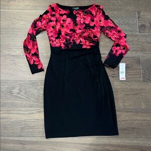 Ralph Lauren Pink and Black Sheath Cocktail Dress